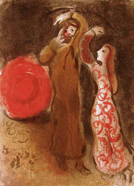 Ruth et Boaz rencontrent le lithographe contemporain Marc Chagall Peintures à l'huile